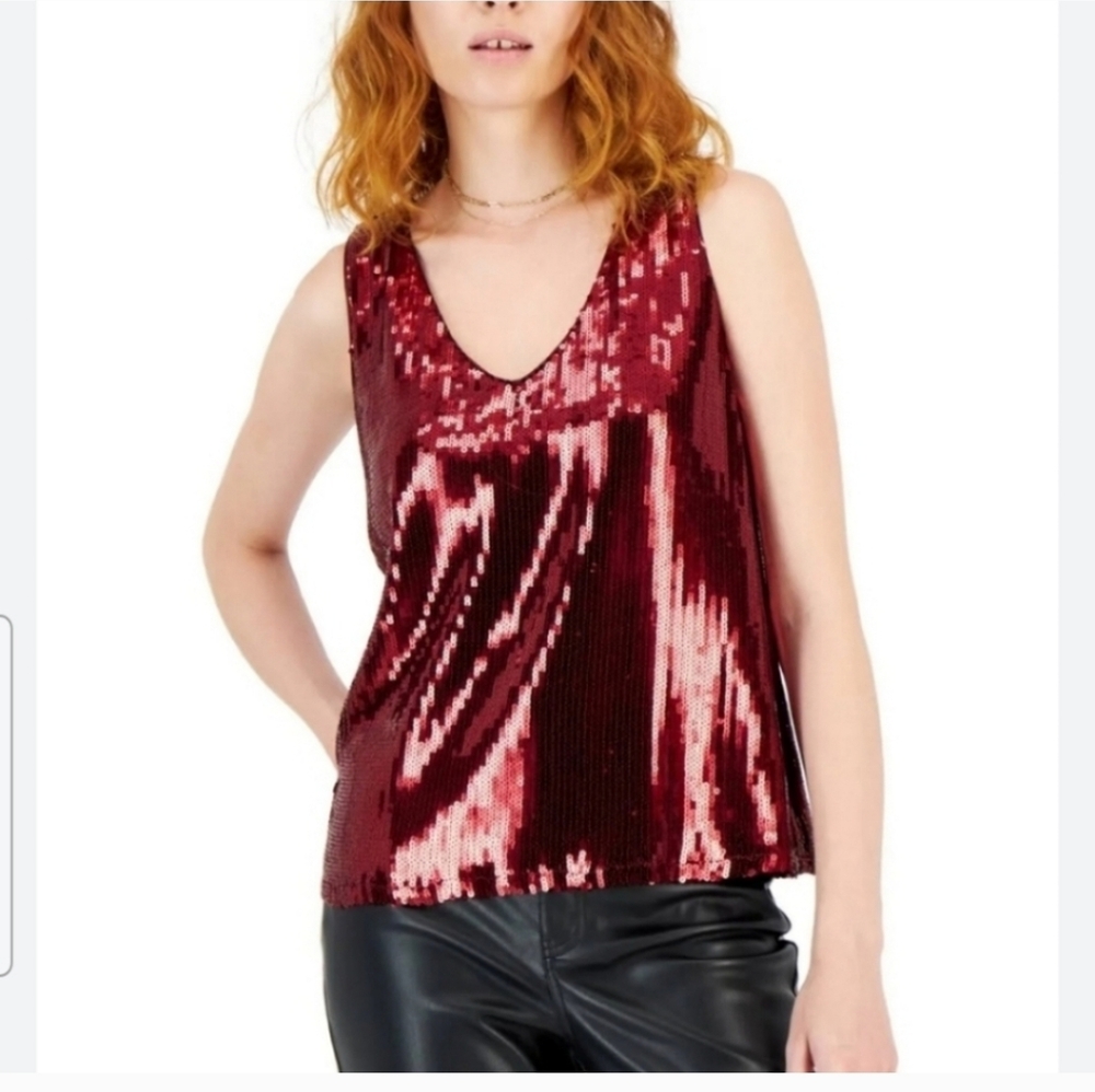 New With Tags!INC International Concepts Burgundy Sequin Tank Top